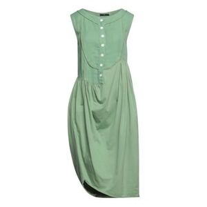 HIGH USE Green Button Front Sleeveless Midi Dress Lightweight Chic‎ Casual